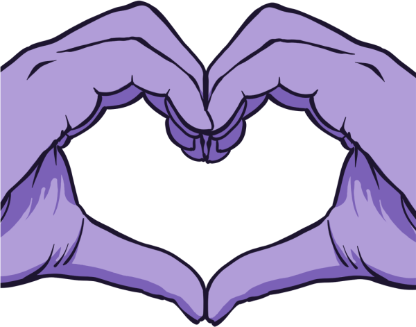 Сердечко из рук на прозрачном фоне