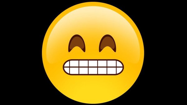 Смайлик с открытым ртом и зубами