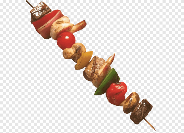 Шампур с шашлыком на прозрачном фоне