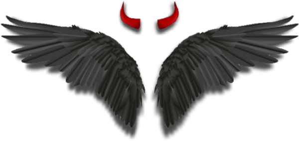 Демон с рогами и крыльями