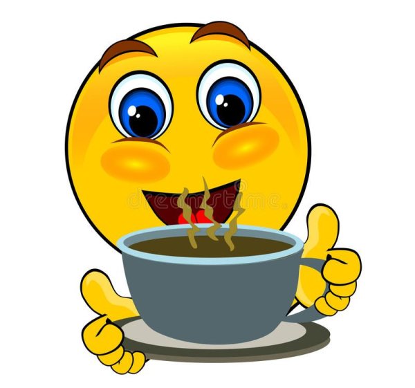 Смайлик пьет чай