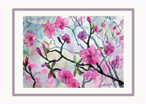 Багульник акварель