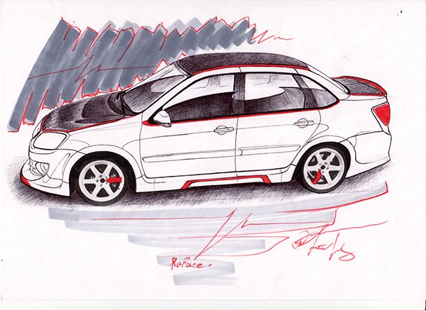 Лада Гранта спорт рисунок