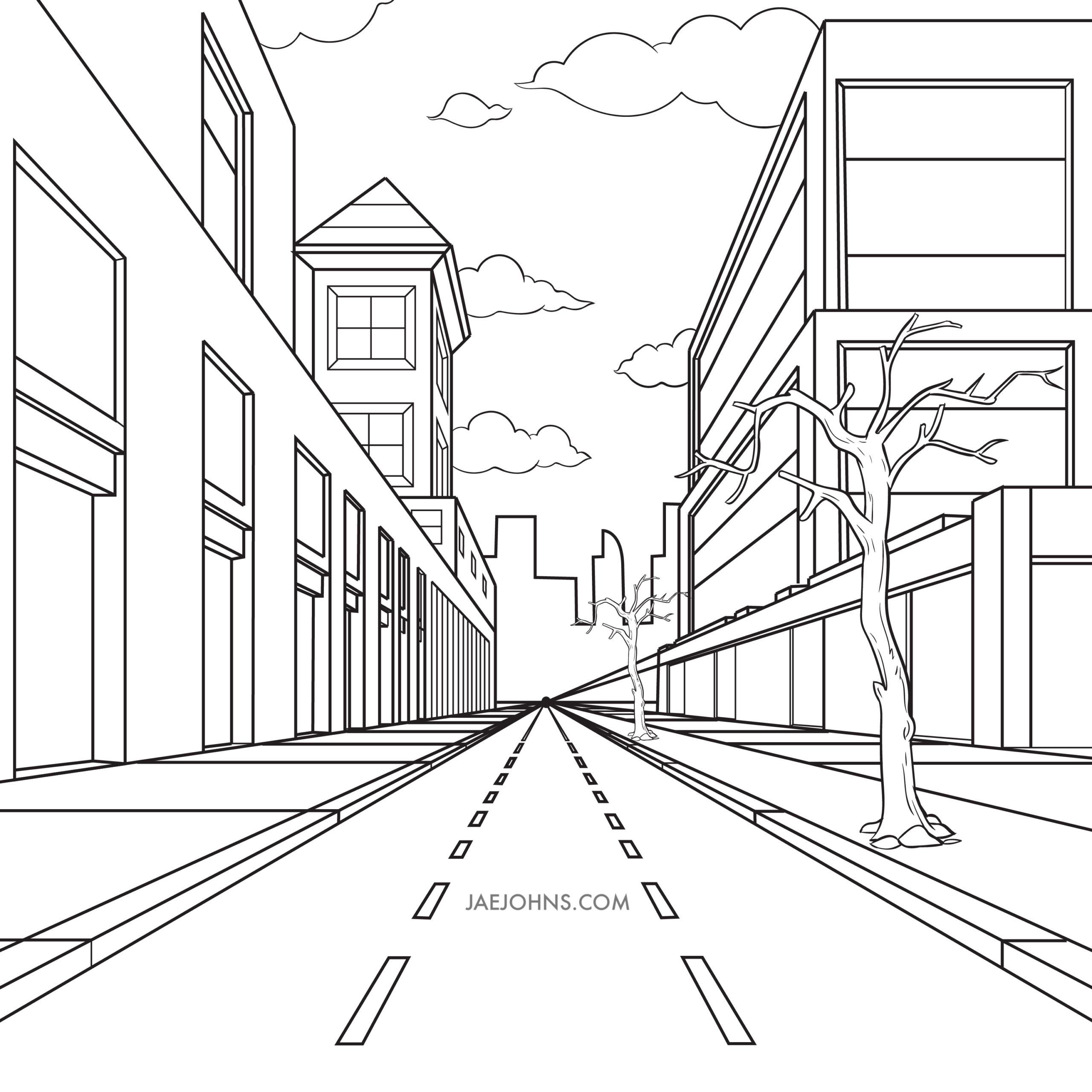 Нарисовать рисунок улицы. Рисование улицы в перспективе. Городской пейзаж в перспективе. Городской пейзаж с перспективой улицы. Перспектива улицы города.