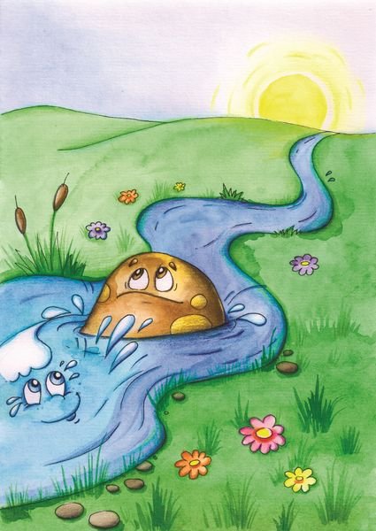 Весенний пейзаж цветными карандашами