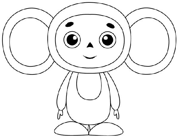 Крокодил Гена и Чебурашка разукрашка