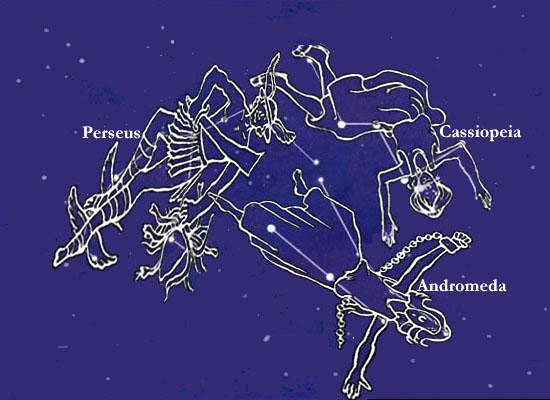 Созвездие Персея и Андромеды на небе