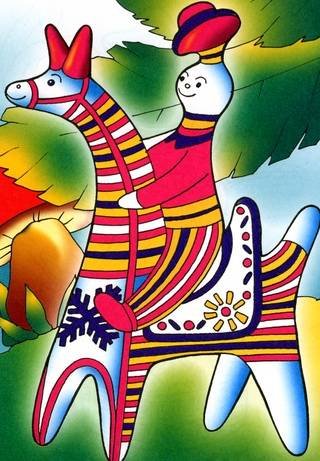 Филимоновская роспись всадник