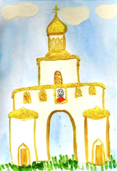 Рисунок золотое кольцо россии 3 класс. Золотые ворота во Владимире из пластилина. Золотые ворота во Владимире рисунок.
