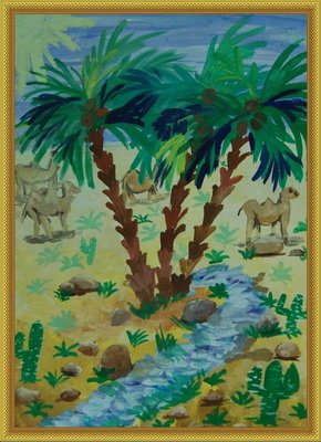 Три пальмы Лермонтов рисунок