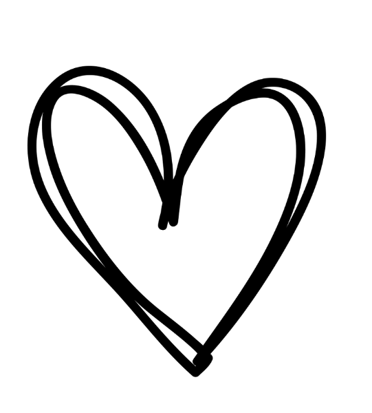 Сердце контур черный