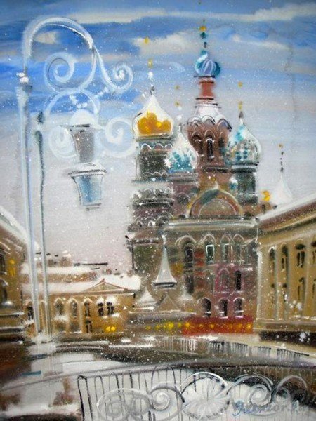 Новогодний Петербург акварель