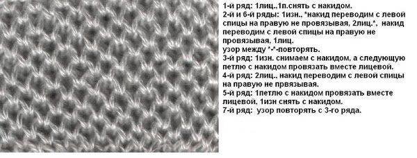 Вязание рисунок соты спицами схема