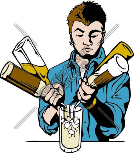 Бармен нарисованный