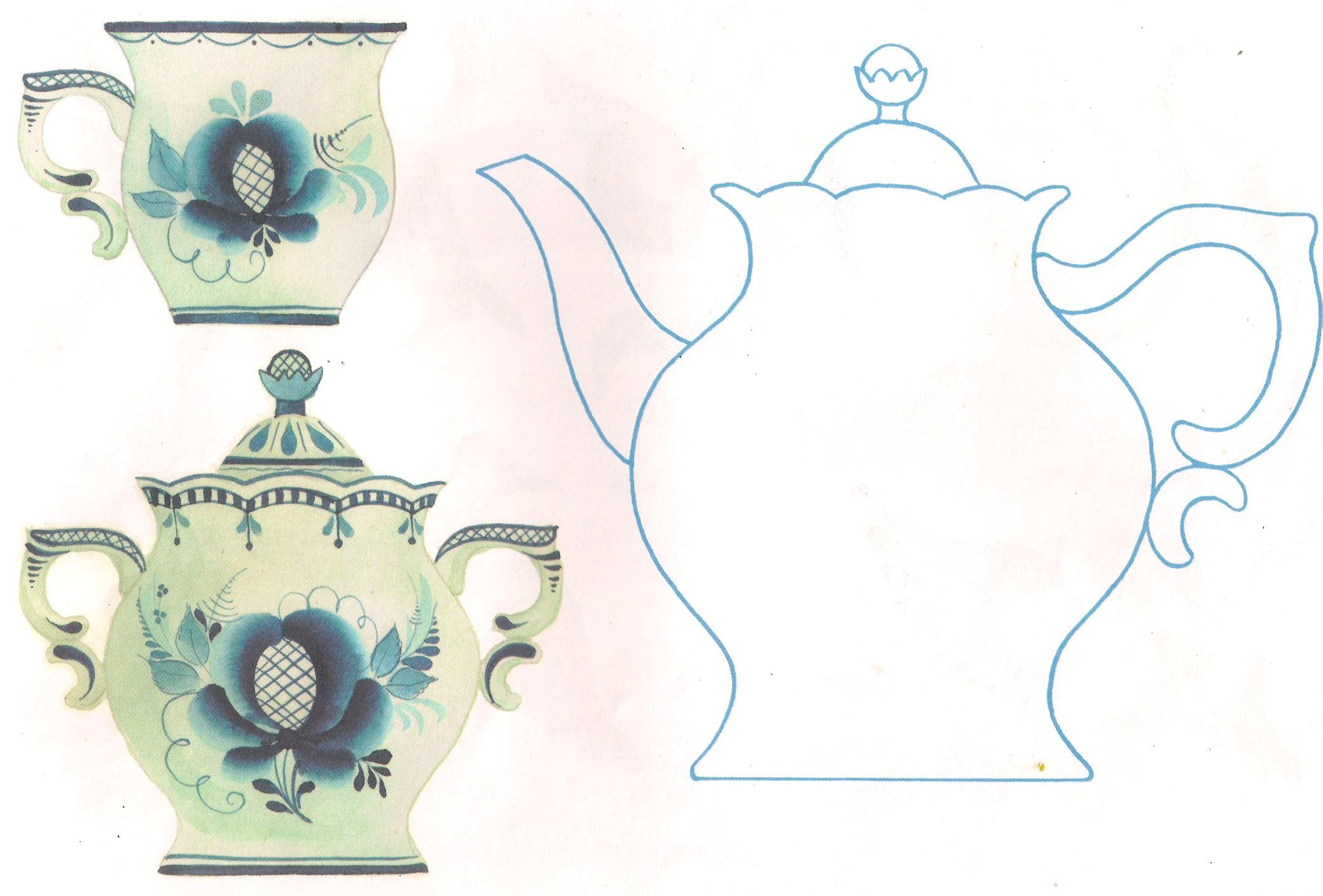 Гжельская роспись шаблоны для росписи чайник