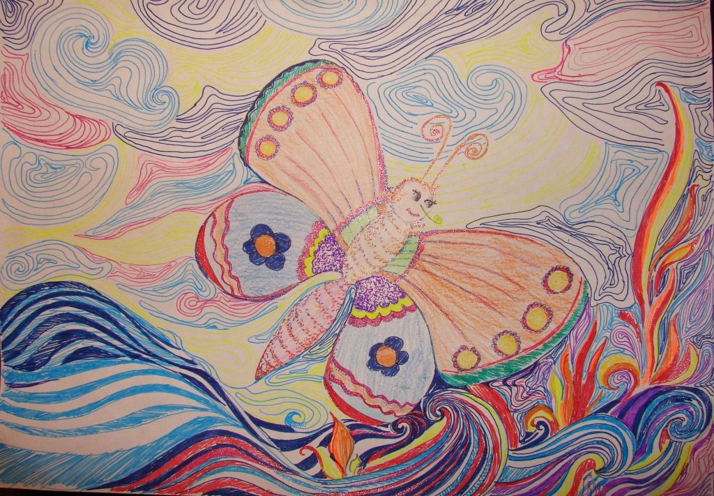 Произведение разноцветные бабочки. Разноцветная бабочка Платонов. Платонов разноцветная бабочка иллюстрации. Фантазийное рисование. Рисование цветными ручками.