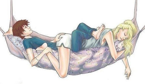 Позы для сна с парнем аниме