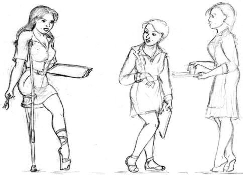 Девушка на костылях рисунок