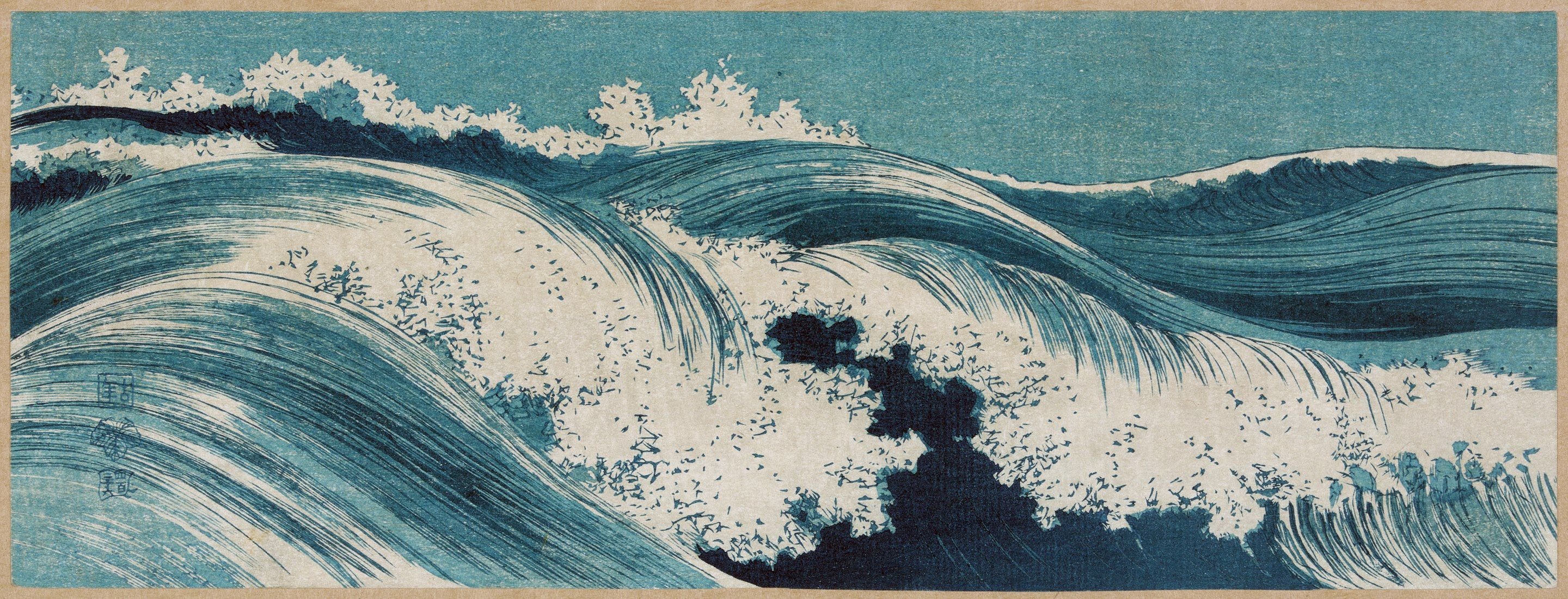 Японские Гравюры море волны