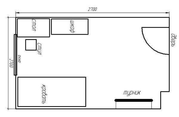 Масштабная комната в чертеже