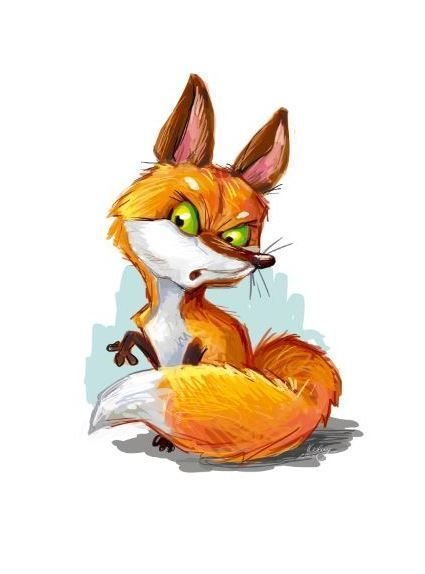 Смешная Лисичка мультяшная