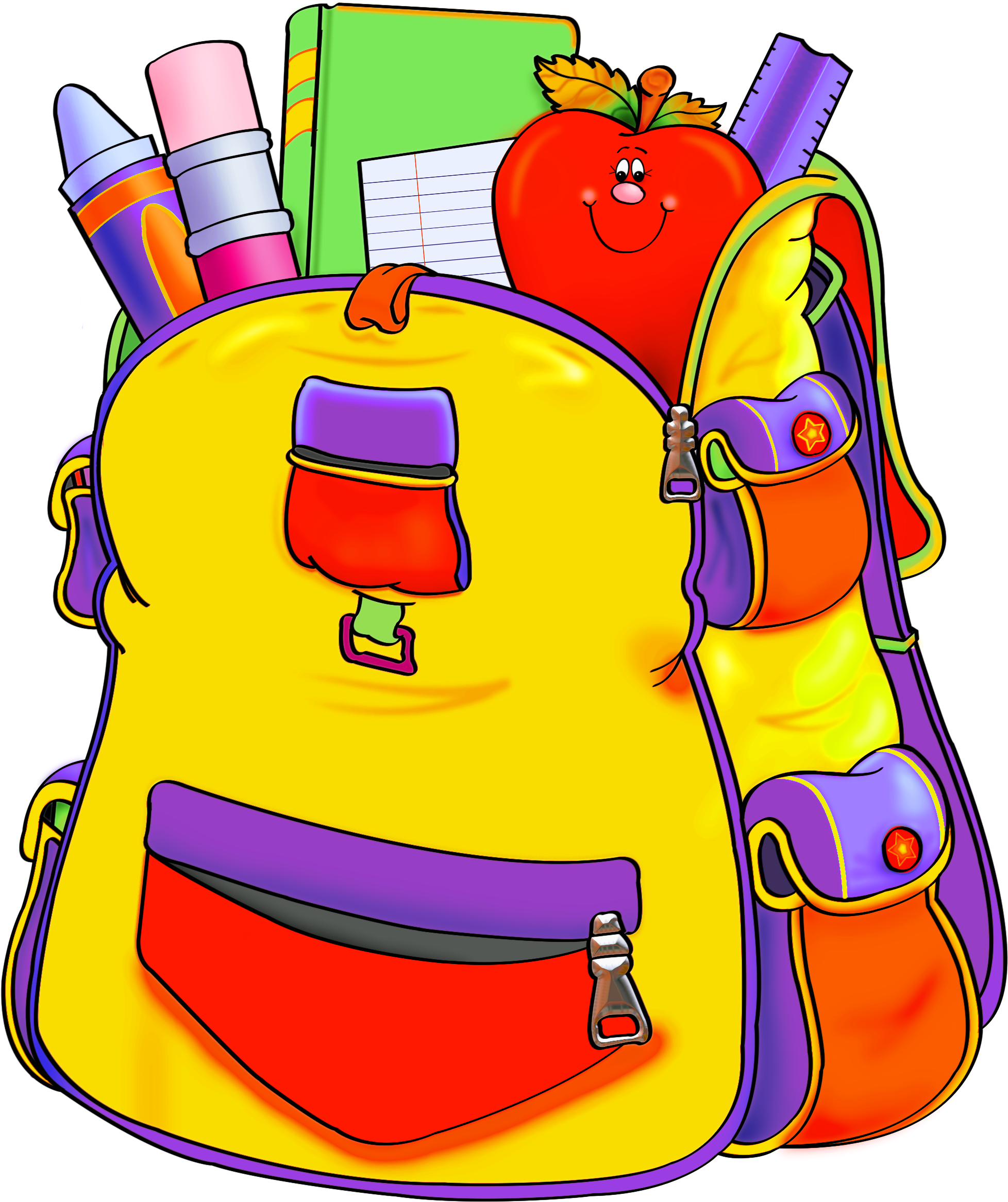 Портфель. Портфель школьный. Школьные принадлежности. Рюкзак со школьными принадлежностями.