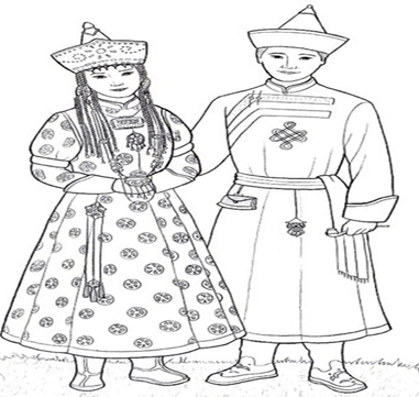 Бурятский костюм раскраска
