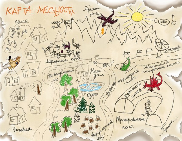 Рисованная карта местности