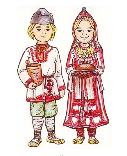 Национальный костюм марийцев рисунок для детей