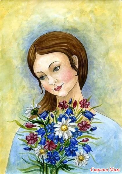 Рисунки детей цветы для мамы
