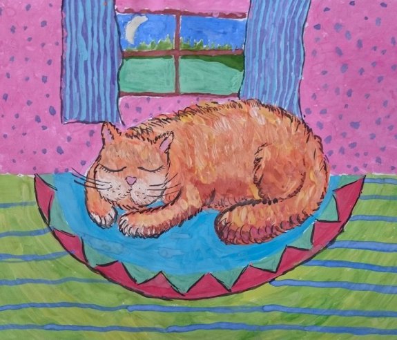 Спящий кот рисунок