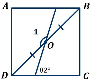 Найдите угол квадрата на рисунке