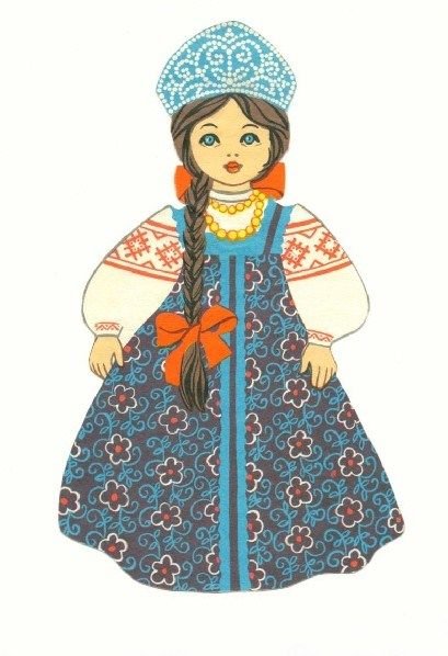 Кукла в русском национальном костюме рисование
