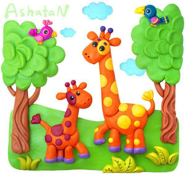 Хамелеон пластилинография