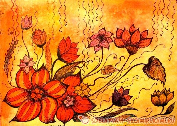 Рисунок в теплых тонах