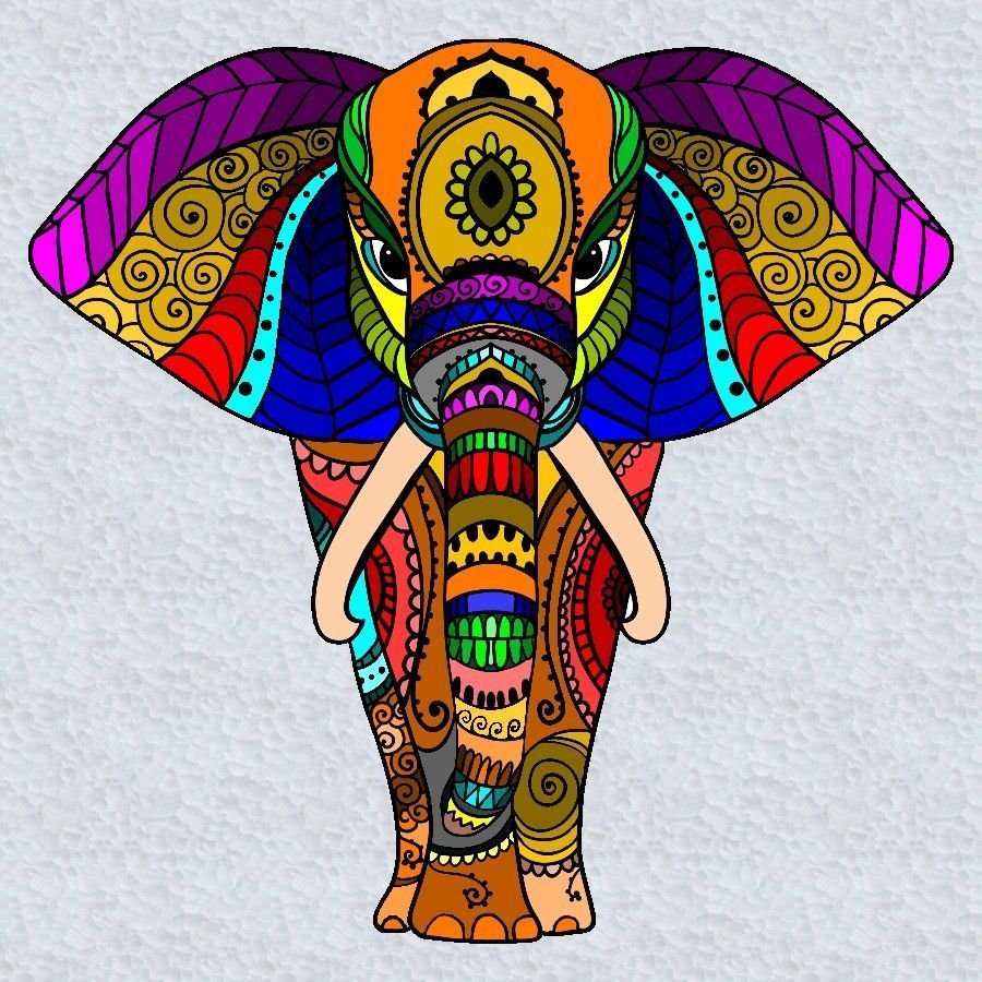 Индийский слон узор Мандала