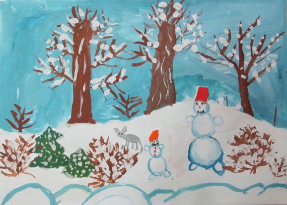 Зимний пейзаж рисование в подготовительной группе