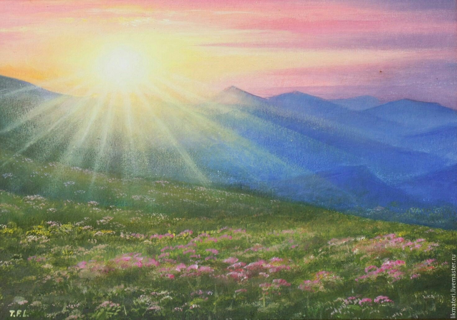 Картина горы солнце