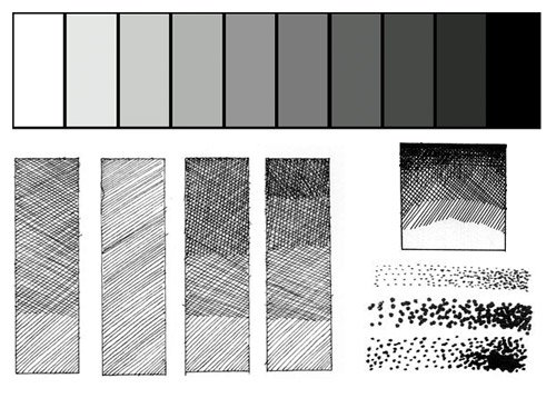 Тоновая шкала штриховка