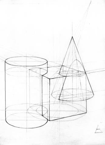 Композиция из объемных геометрических фигур