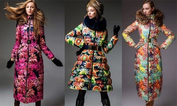 Зимнее пальто с принтом