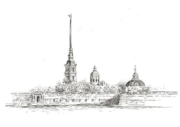 Петропавловская крепость рисунок карандашом
