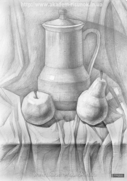Натюрморт с драпировкой карандашом