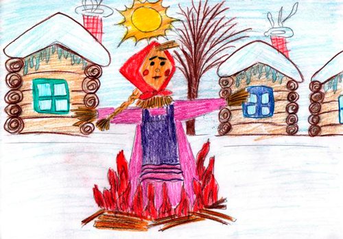 Чучело масленица рисунок (49 фото)