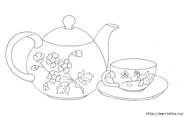 Посуда. Раскраска