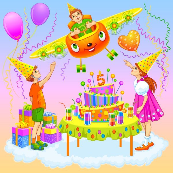 Дети с шариками на прозрачном фоне