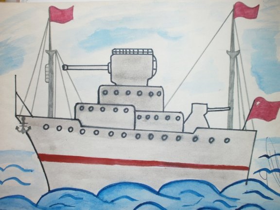 Крейсер Аврора рисунок детский