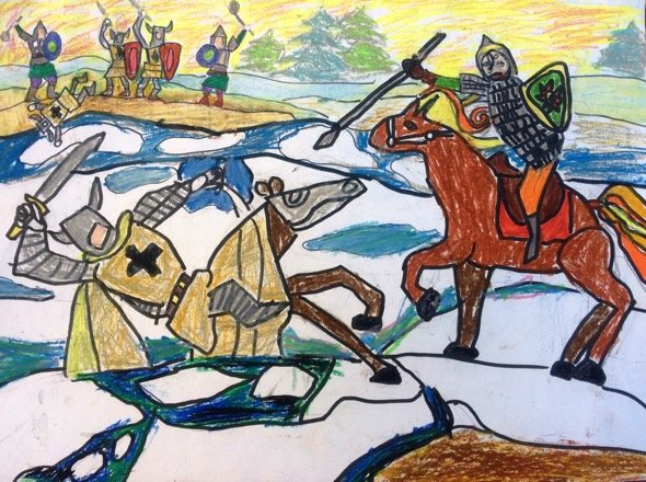 Александр Невский рисунок детский Ледовое Ледовое побоище