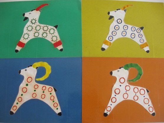 Рисование Дымковский козлик