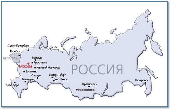 Контурная карта России с экономическими районами для печати
